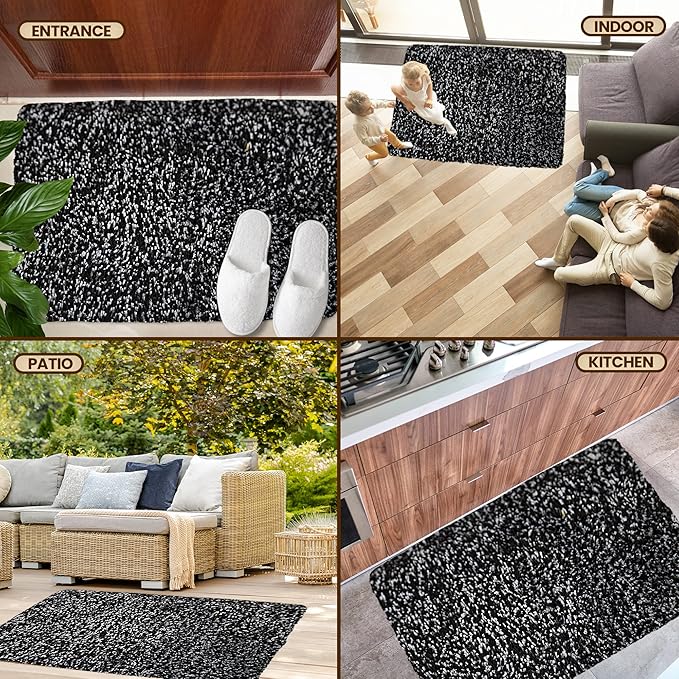 Premium Microfiber Indoor Door Mat – 32"x48" Washable Entry Mat, Non-Slip, Waterproof Backing, Super Absorbent, Low Profile Entryway Doormat for Indoor Entrance