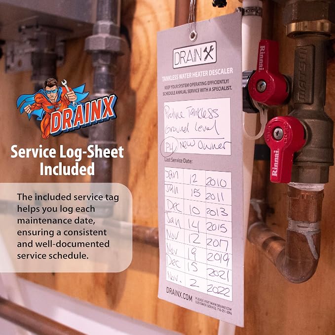 DrainX Tankless Water Heater Flushing Kit Includes Pump, Maintenance Log - Image 8