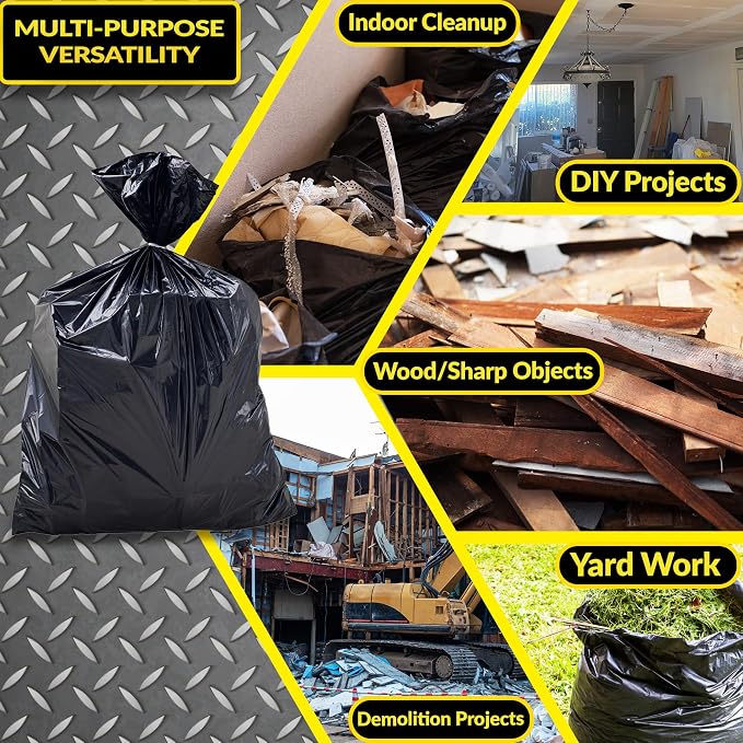 Reli. Contractor Garbage Bags 55 Gallon | 40 Trash Bags | Heavy Duty | Black - Image 6