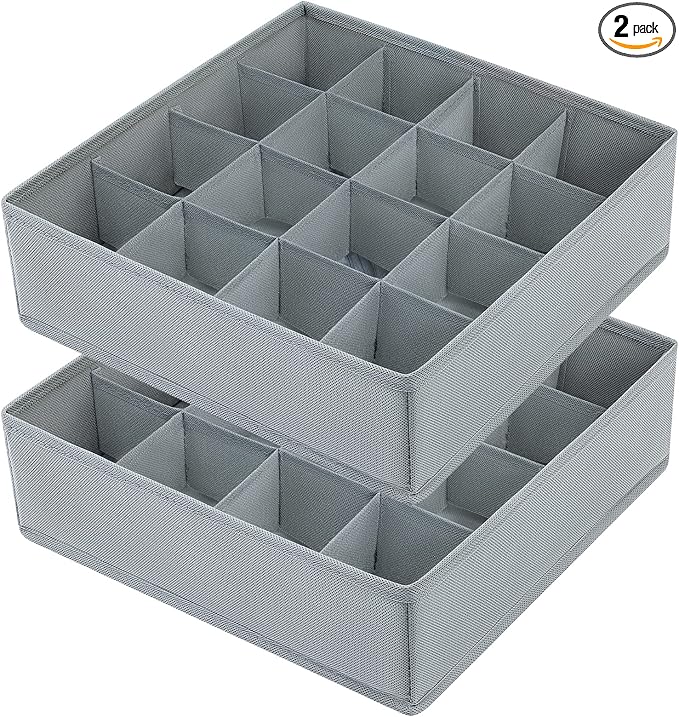 Joyoldelf Sock Drawer Organizer Divider Underwear Organizer 16-cell Fabric by APPRECIATELIFERELAXYOURSOUL