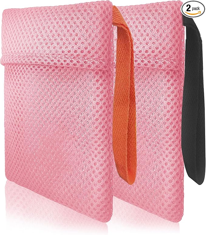 2 Pack Soap Bag Gentle Roughness,Bar Soap Pouch Saver Pocket,Body Scrubber Shower Sponge Loofah,Exfoliating Bath Sponge (Pink)