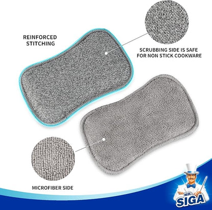 MR.SIGA Dual-Sided Scrub Sponges, Long lasting, Reusable Dishwashing Sponges - Image 5