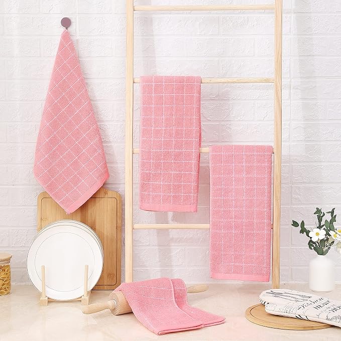 Homaxy 100% Cotton Terry Kitchen Towels, Checkered Designed, Soft and Super - Image 8