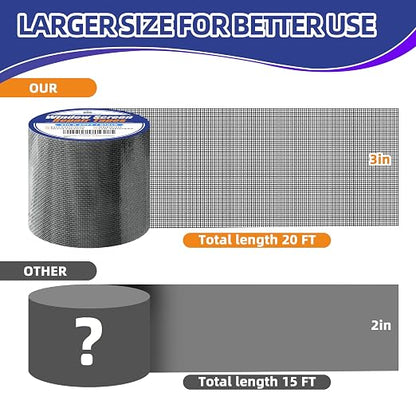 KING MOUNTAIN Black Window Screen Repair Tape, 3inX20FT Heavy Duty Screen - Image 2