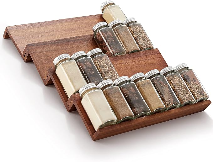 Tinamo Acacia Wooden Spice Rack Organizer - Image 6
