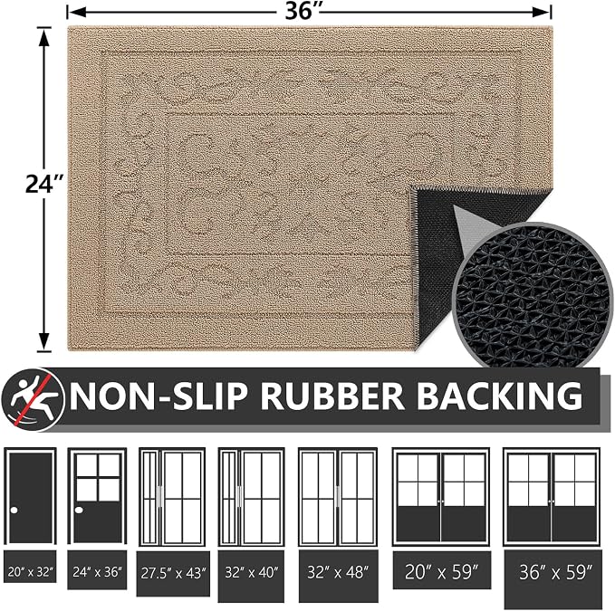 FONEYI Indoor Door Mat 24" x 36", Dirt Trapper Door Mats Non-Slip Entryway Rugs - Image 2