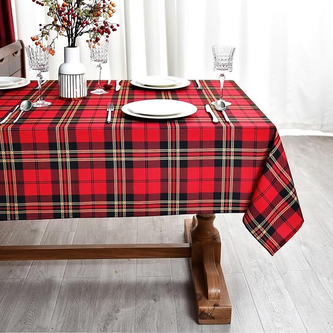 Red GinghamTartan Christmas Plaid Tablecloth - Image 3