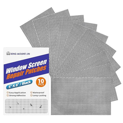 KING MOUNTAIN 10 Sheets Black Window Repair Patches, 58 in Repair Kit by ForABetterHomeLife