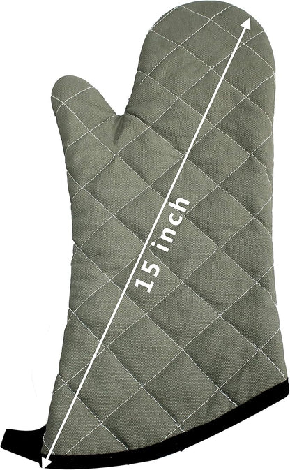 ARCLIBER Oven Mitts Heat Fire Resistant Oven Mitts 425 ° F, Quilted Terry Cloth - Image 6