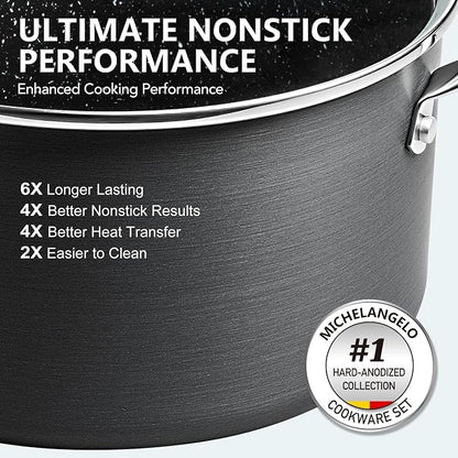 MICHELANGELO Hard Anodized Saucepan Set - Image 2