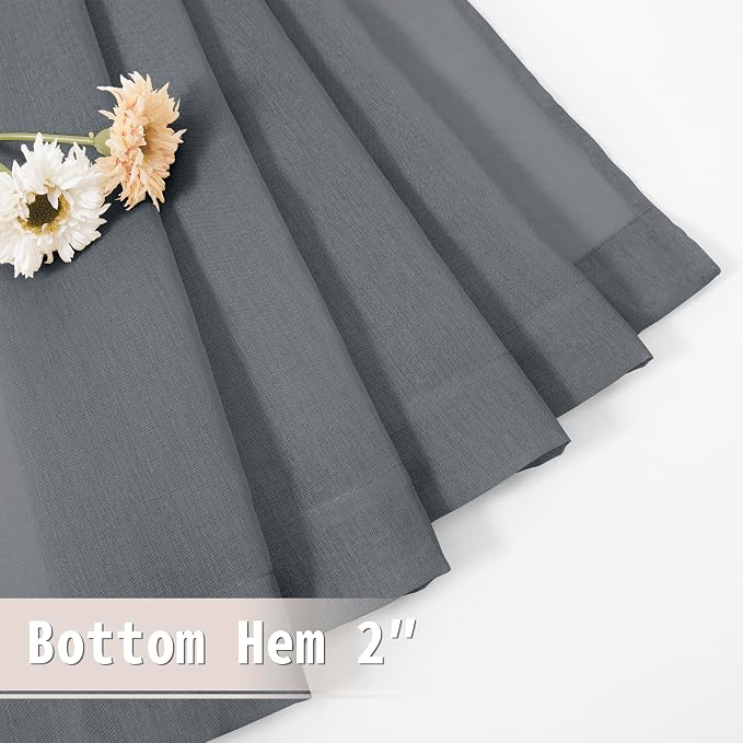 Tollpiz Short Sheer Door Curtains Closet Linen Textured Curtains Sheer Doorway - Image 7