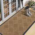 Smiry Front Door Mat Outside Entrance, Heavy Duty Outdoor Indoor Mat, Natural Rubber Doormat, Non Slip, Trap Dirt and Moisture, Easy Clean, Low Profile Patio Porch Entryway Mat, 59x23, Coffee