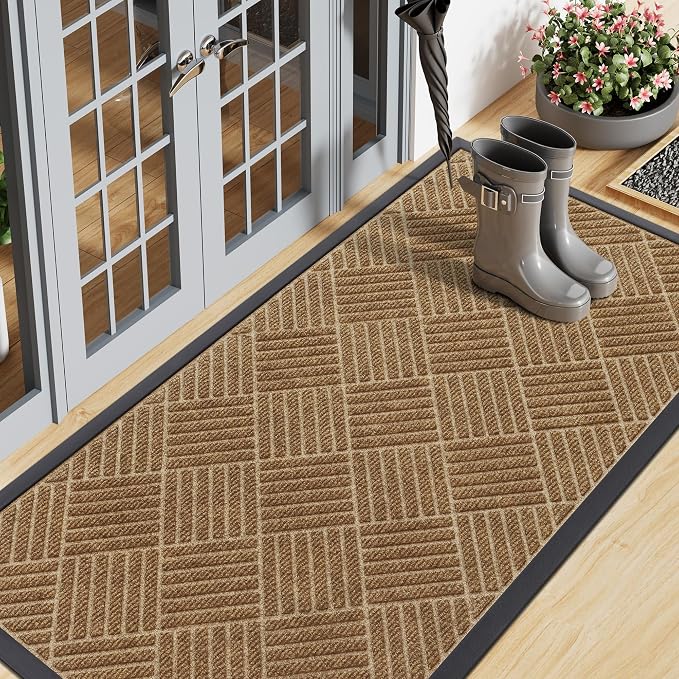Smiry Front Door Mat Outside Entrance, Heavy Duty Outdoor Indoor Natural Rubber by Smiry
