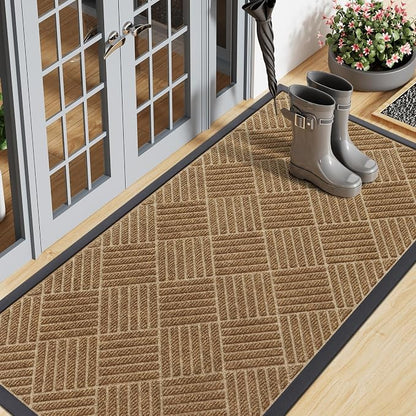 Smiry Front Door Mat Outside Entrance, Heavy Duty Outdoor Indoor Natural Rubber by Smiry