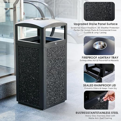 Commercial Metal Outdoor Trash Can - Image 3