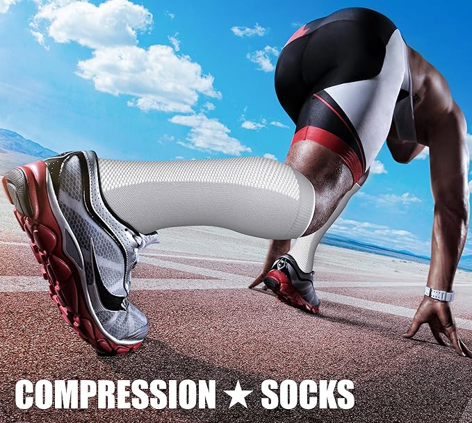 CHARMKING Compression Socks for Women & Men Circulation (3 Pairs) 15-20 mmHg is Best Support for Athletic Running Cycling