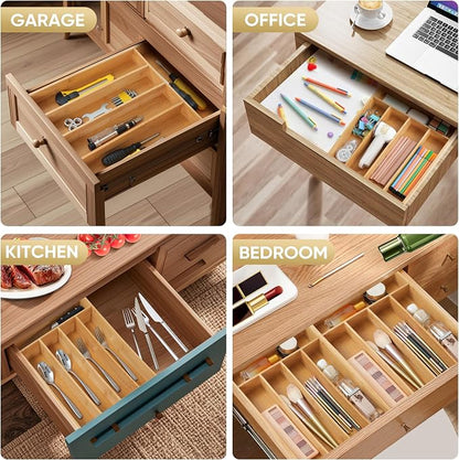 Silverware Organizer, 10 Inch Utensil Organizer Kitchen Drawer Organizer Bamboo - Image 6