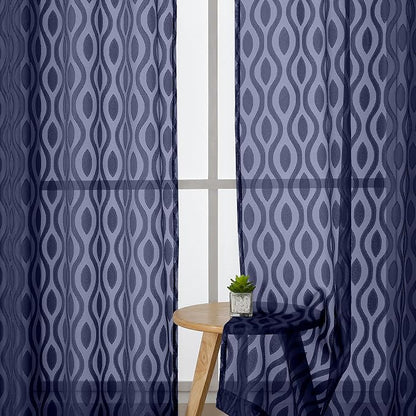 Aiyufeng Blue Sheer Curtains 54 Inch Length 2 Panels, Soft Lightweight Clip - Image 3