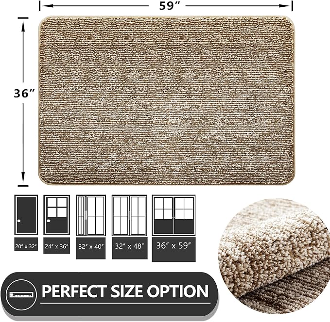 REFETONE Indoor Doormat, Front Door Mat 36"x59" Absorbent Rubber Backing Non - Image 2
