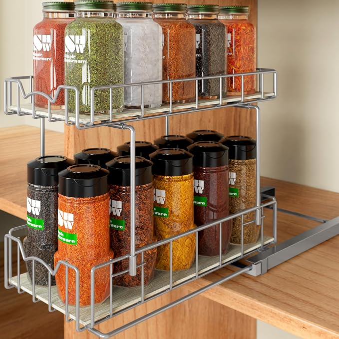 Simple Houseware 2-Tier Spice Rack Slide Out Wire Basket Drawer Organizer by SimpleHouseware