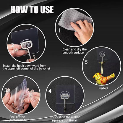 DKHDBD Large Adhesive Hooks, Waterproof Transparent Hooks - Image 7