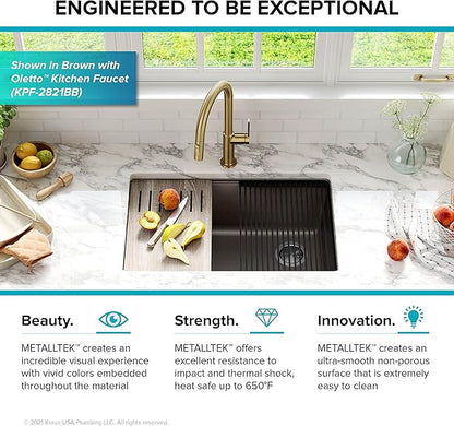 KRAUS Kitchen Sink Bellucci 29” Undermount Workstation Granite, Metallic Gray, Accessories, KGUW2-30MGR