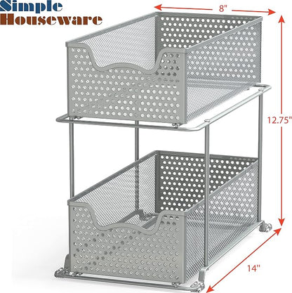 SIMPLE HOUSEWARE 2 Tier Sliding Cabinet Basket Organizer Drawer - Image 3