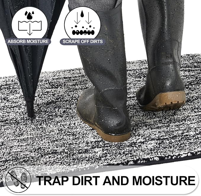 REFETONE Indoor Doormat, Front Door Mat 32"x48" Absorbent Rubber Backing Non - Image 3