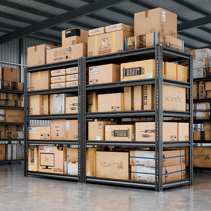 72"H Storage Shelves Heavy Duty, 2000LBS Garage Shelving, 5 Tier Metal Shelving Unit Adjustable Garage Shelves Utility Rack Shelf for Storage Warehouse Pantry Closet,35.6" W × 16" D × 72" H, Black