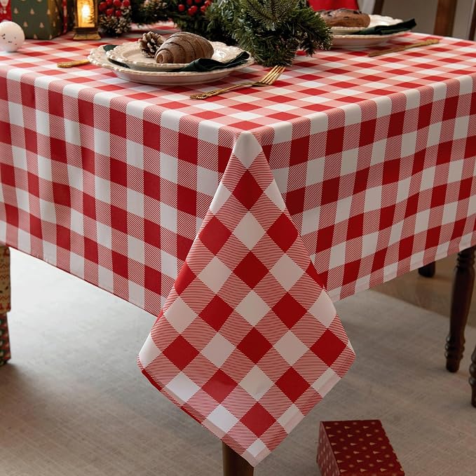 Classic Gingham Tablecloth Fabric by Essifunia