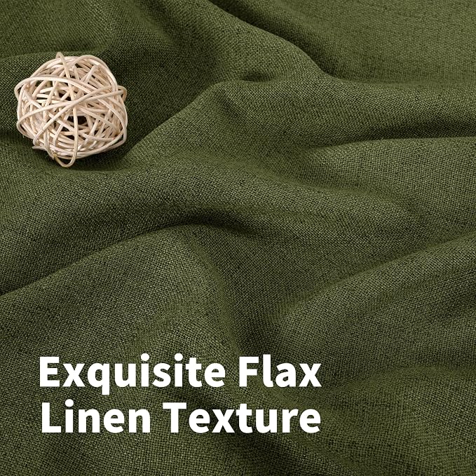 YoungsTex Olive Green Linen Curtains 63 Inch Length - Image 4
