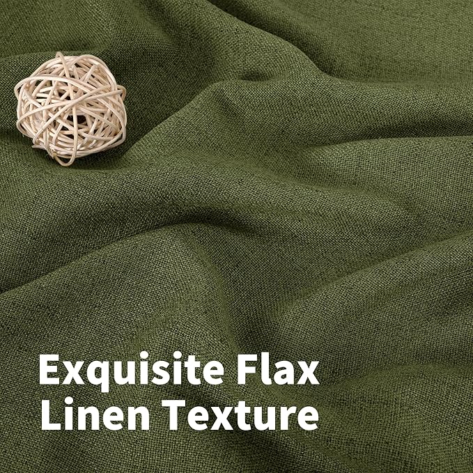 YoungsTex Olive Green Linen Curtains 78 Inch Length - Image 6