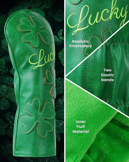 Golf Headcovers Golf Club Head Covers Four Leaf Clover Good Luck Charm - Image 3