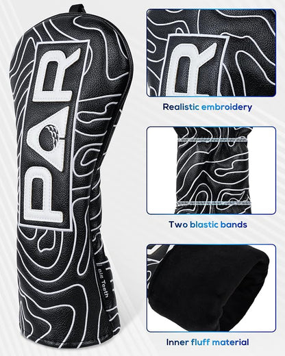Big Teeth Golf Club Covers Full Set Driver Headcover Fairway Wood Hybrid Golf - Image 4