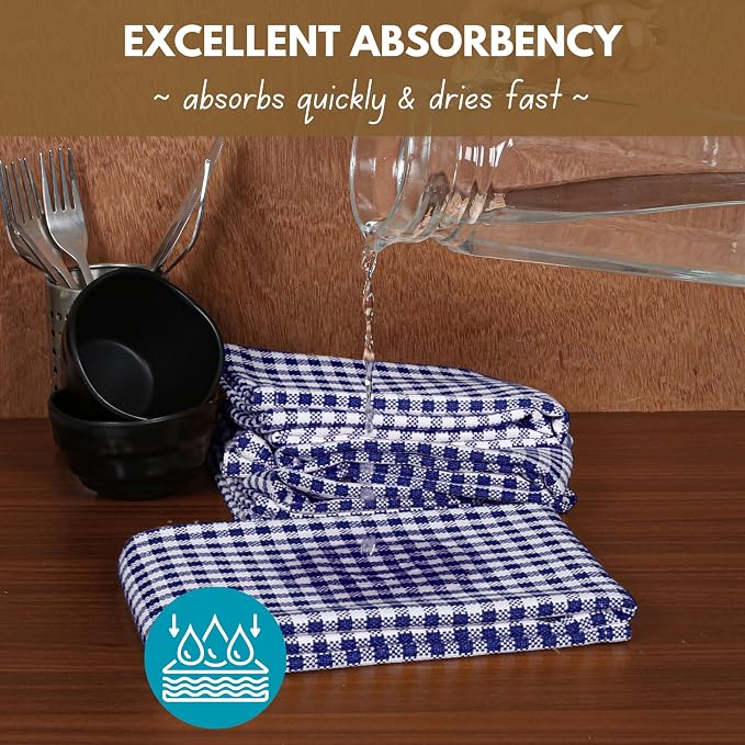 Native Fab 6 Pack Gingham Mini Check Kitchen Hand Towels Set 16"x26" - Image 2