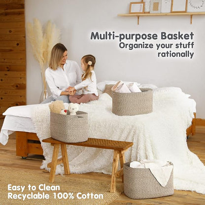 CHAT BLANC Cotton Rope Baskets for Organizing | Storage Baskets for Shelves | - Image 5