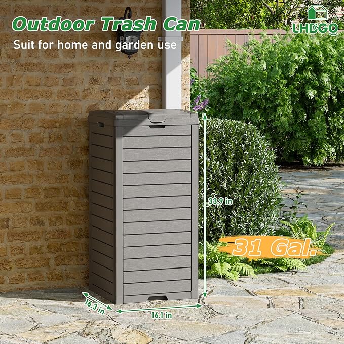 Outdoor Trash Can, 2 Set of 31 Gallon Garbage Can - Image 2