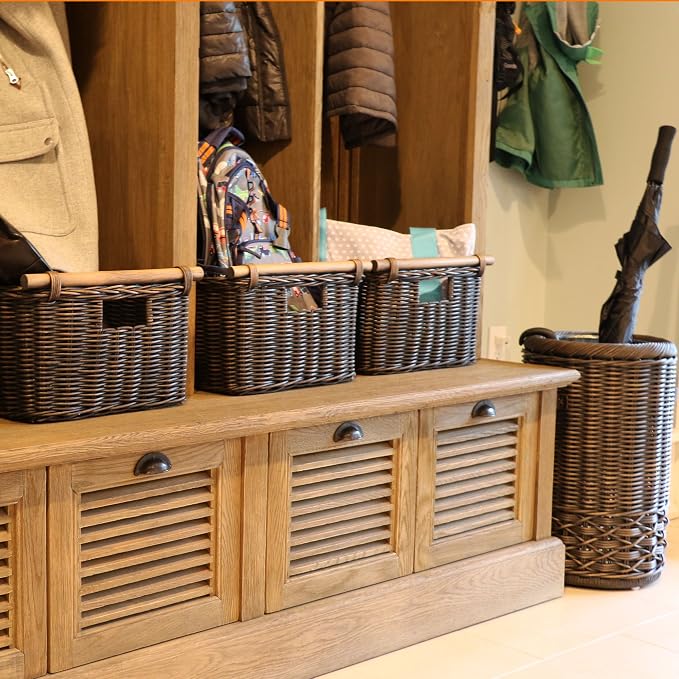The Basket Lady Deep Pole Handle Wicker Storage Basket, 11.5 in L x 11.5 in W x - Image 3