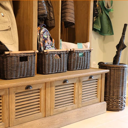 The Basket Lady Deep Pole Handle Wicker Storage Basket, 11.5 in L x 11.5 in W x - Image 3