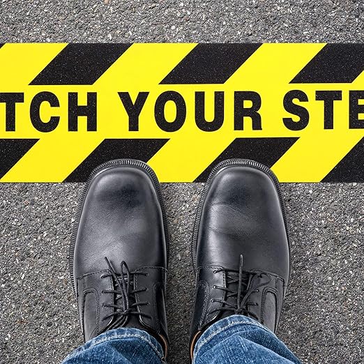 Boao 6 Pieces Watch Your Step Stickers Sign 6 x 24 Inch Caution Watch Your Step - Image 3