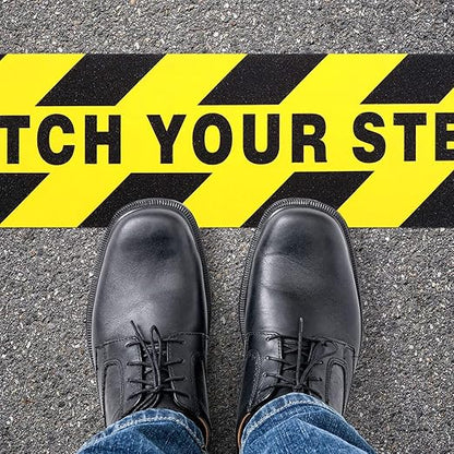 Boao 6 Pieces Watch Your Step Stickers Sign 6 x 24 Inch Caution Watch Your Step - Image 3