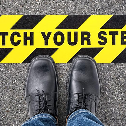 Boao 4 Pieces Watch Your Step Stickers Sign 6 x 24 Inch Caution Watch Your Step - Image 3