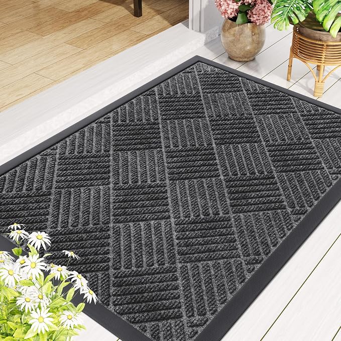 Smiry Front Door Mat Outside Entrance, Heavy Duty Outdoor Indoor Natural Rubber - Image 8