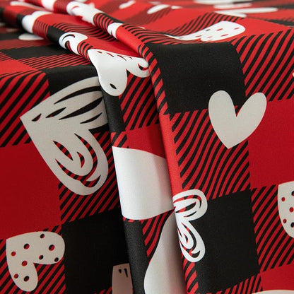 Red Gingham Plaid Love Heart Tablecloth - Image 7