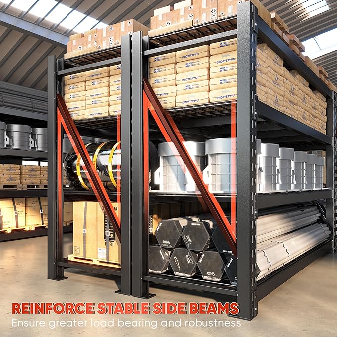 Bepatio 9400LBS Storage Shelves Heavy Duty Garage Shelving 67.6''W 4 Tier - Image 7