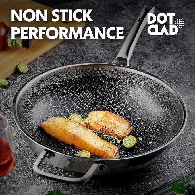DOTCLAD 3-Piece Hybrid Stainless Steel Cookware Set-12 Inch Wok - Image 6