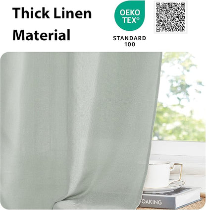 NICETOWN Sage Green Window Curtains Linen Blended, Privacy French Door Curtains - Image 7