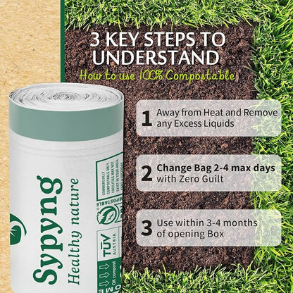 Compostable Kitchen Waste Trash Bags 3-4 Gallon Heavy Duty 100% Biodegradable - Image 7