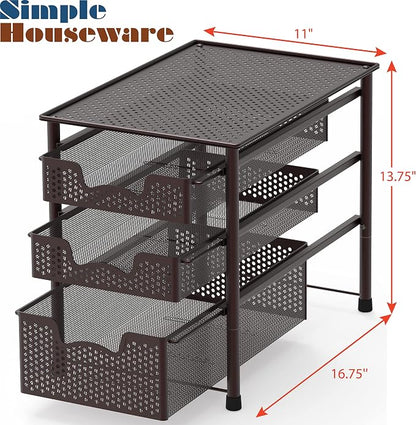 Simple Houseware Stackable 3 Tier Sliding Basket Organizer Drawer - Image 3