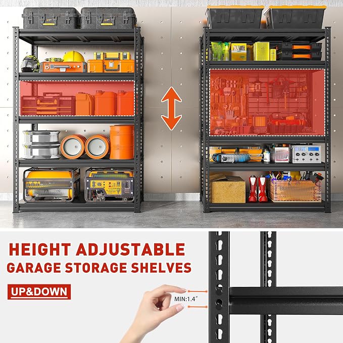REIBII 72" H Garage Shelving Load 2500 LBS, Heavy Duty Storage Shelves - Image 5